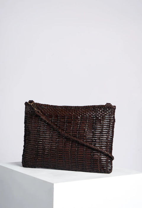 Dark Brown Leather Clutch Bag