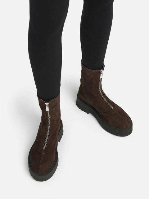 Zipped Brown Suede Boot