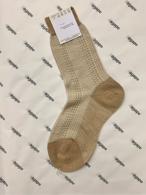 Cappuccino Houndstooth Wool Socks