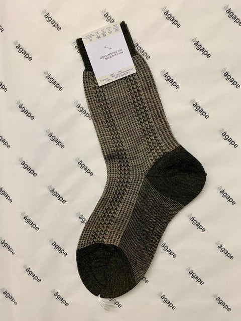 Green wool houndstooth socks