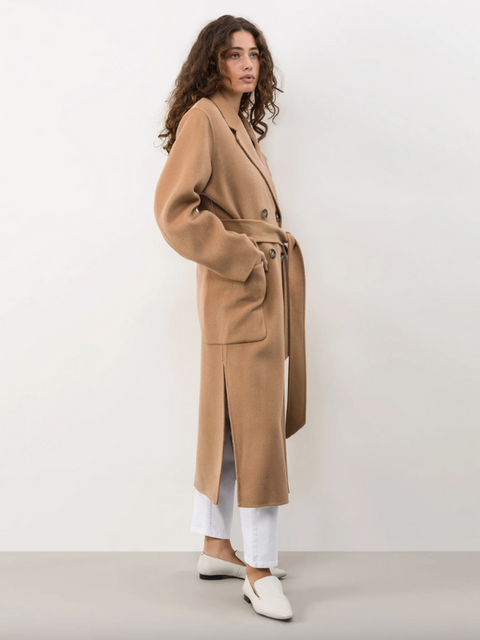 Camel Double-breasted Coat