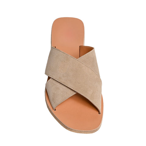 Mule Incrociato Suede Beige