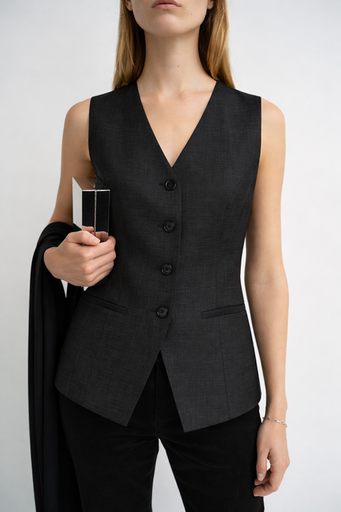 NOIR – Gilet Sartoriale in Lana e Viscosa