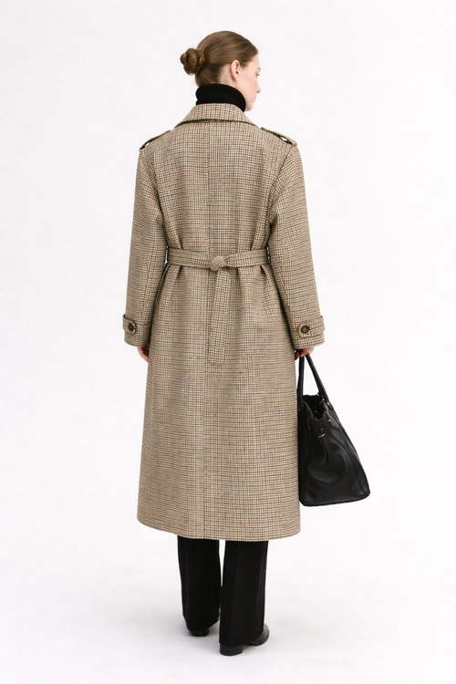 Belted Coat – Check Sand