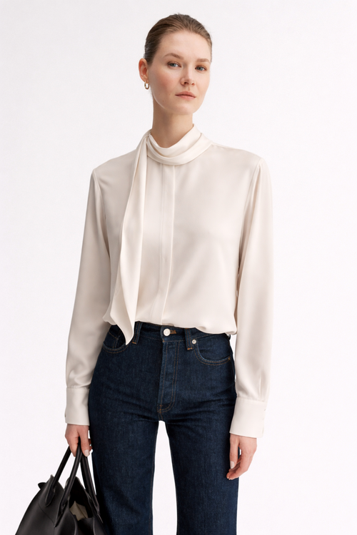 ELEGANCE – Camicia con Sciarpina in Viscosa
