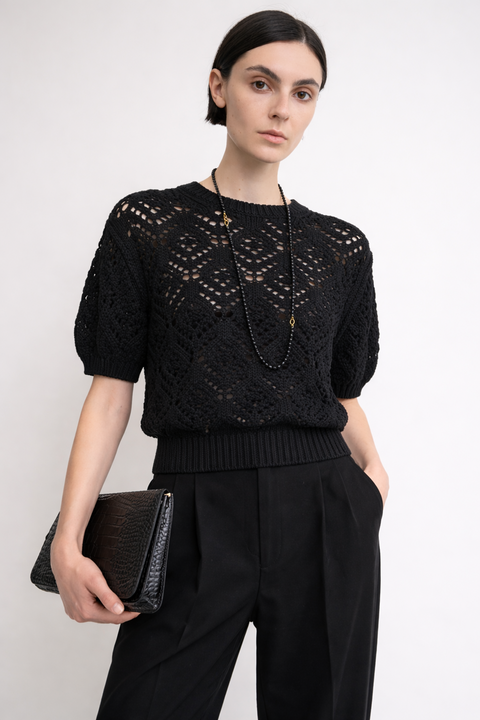 LUCIA – Maglia Traforata in Cotone Organico