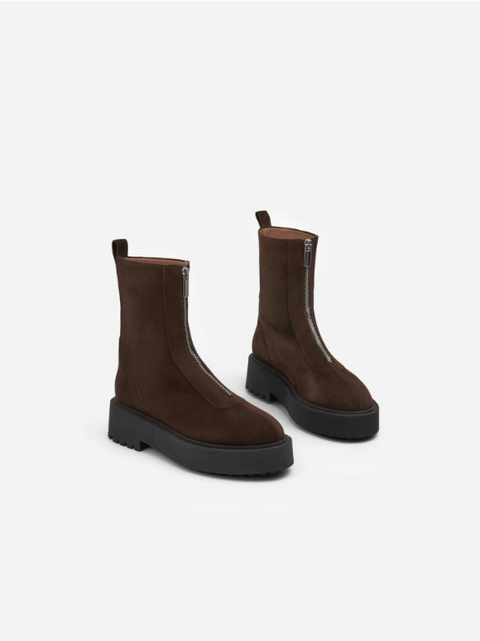 Stivaletto Zipped Brown Suede